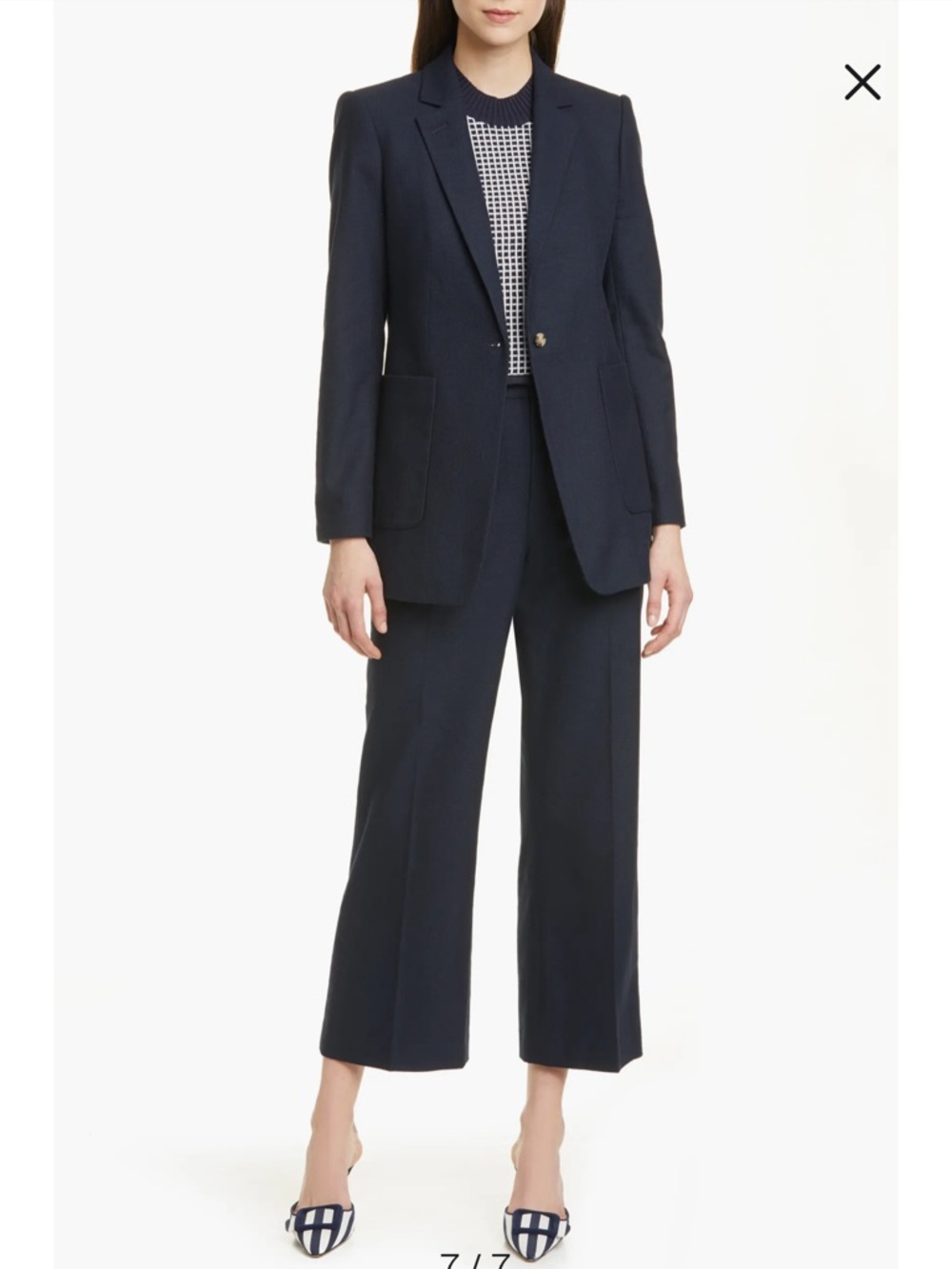 Club Monaco Textured Cotton Blend Jacket dark navy single button size 0